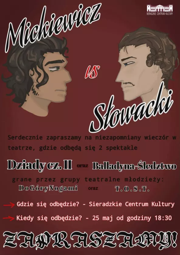 Plakat - "Mickiewicz kontra Słowacki"